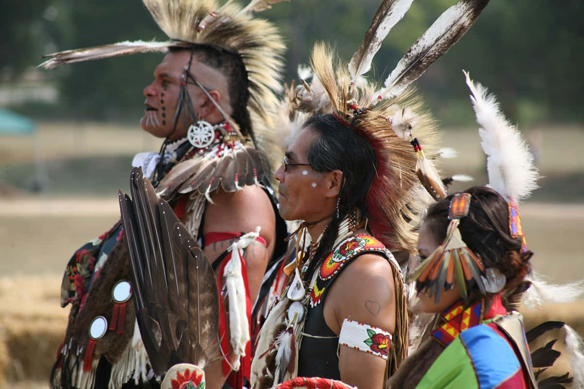 Unritratto Di Un Nativo Americano In Abiti Tradizionali