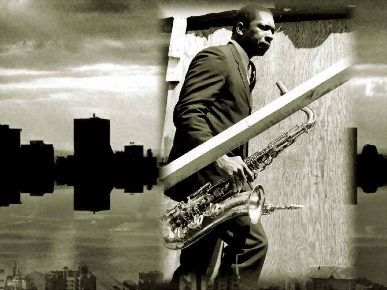 Amerikansk jazzmusiker John Coltrane New Port Jazz Festival tapet Wallpaper