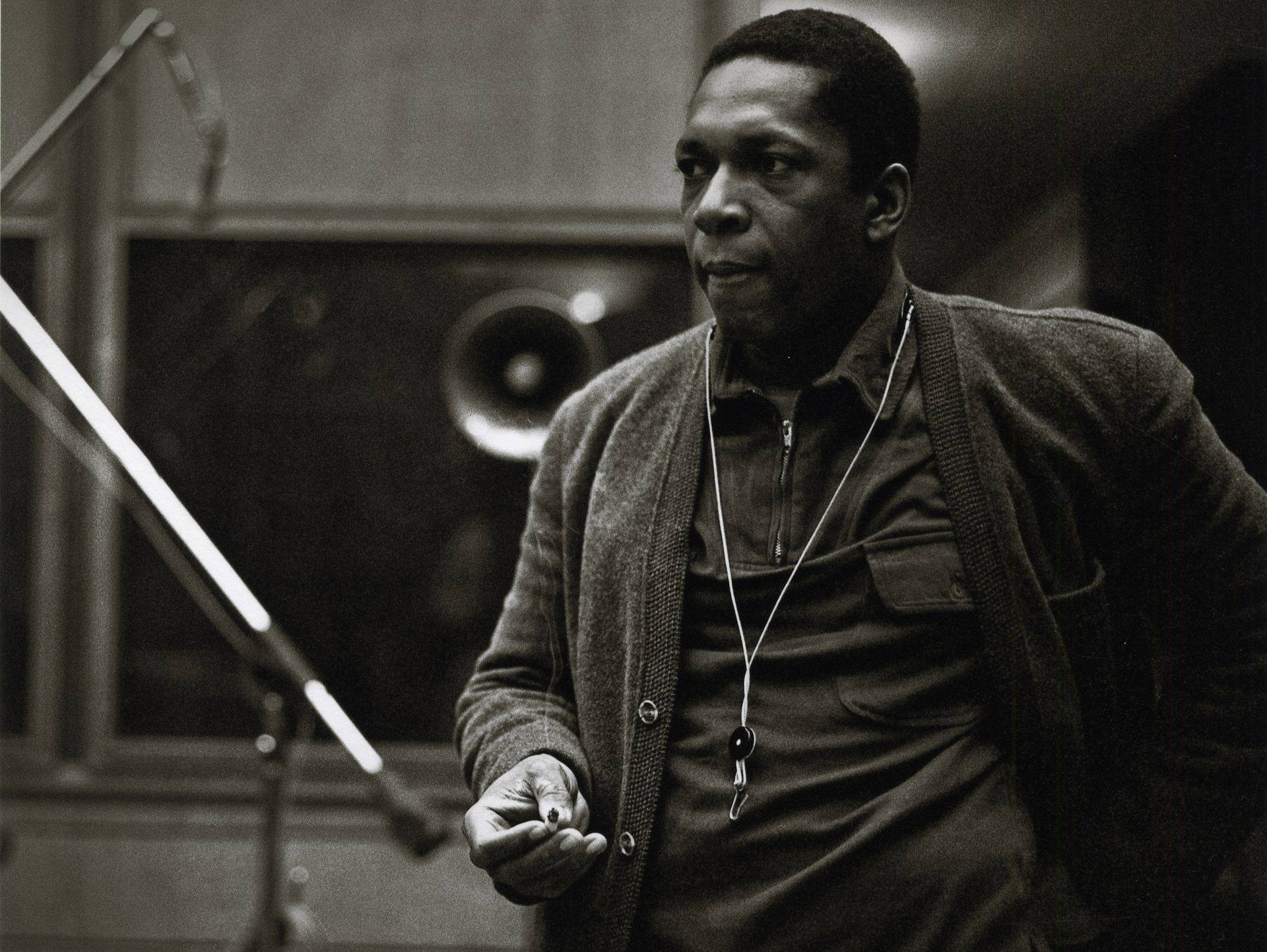 Amerikansk jazzsaxofonist John Coltrane 1964 en Kærlighedens Supreme optagelses session Wallpaper