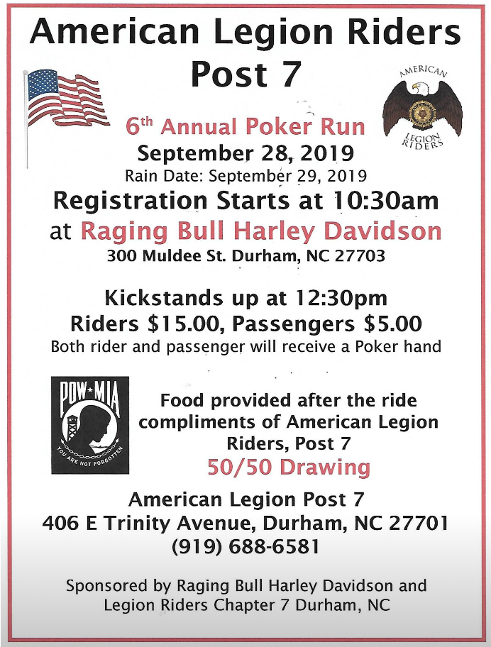 American Legion Riders Poker Run Event Poster PNG