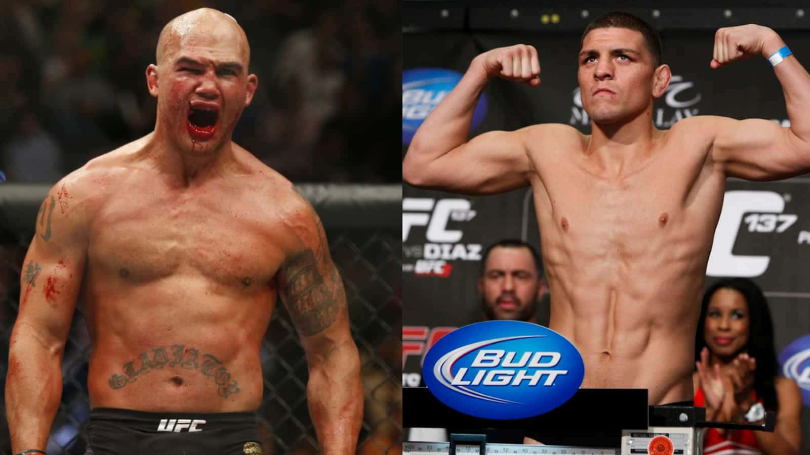 American Mixed Martial Artists, Robbie Lawler and Nick Diaz Facing Off Wallpaper