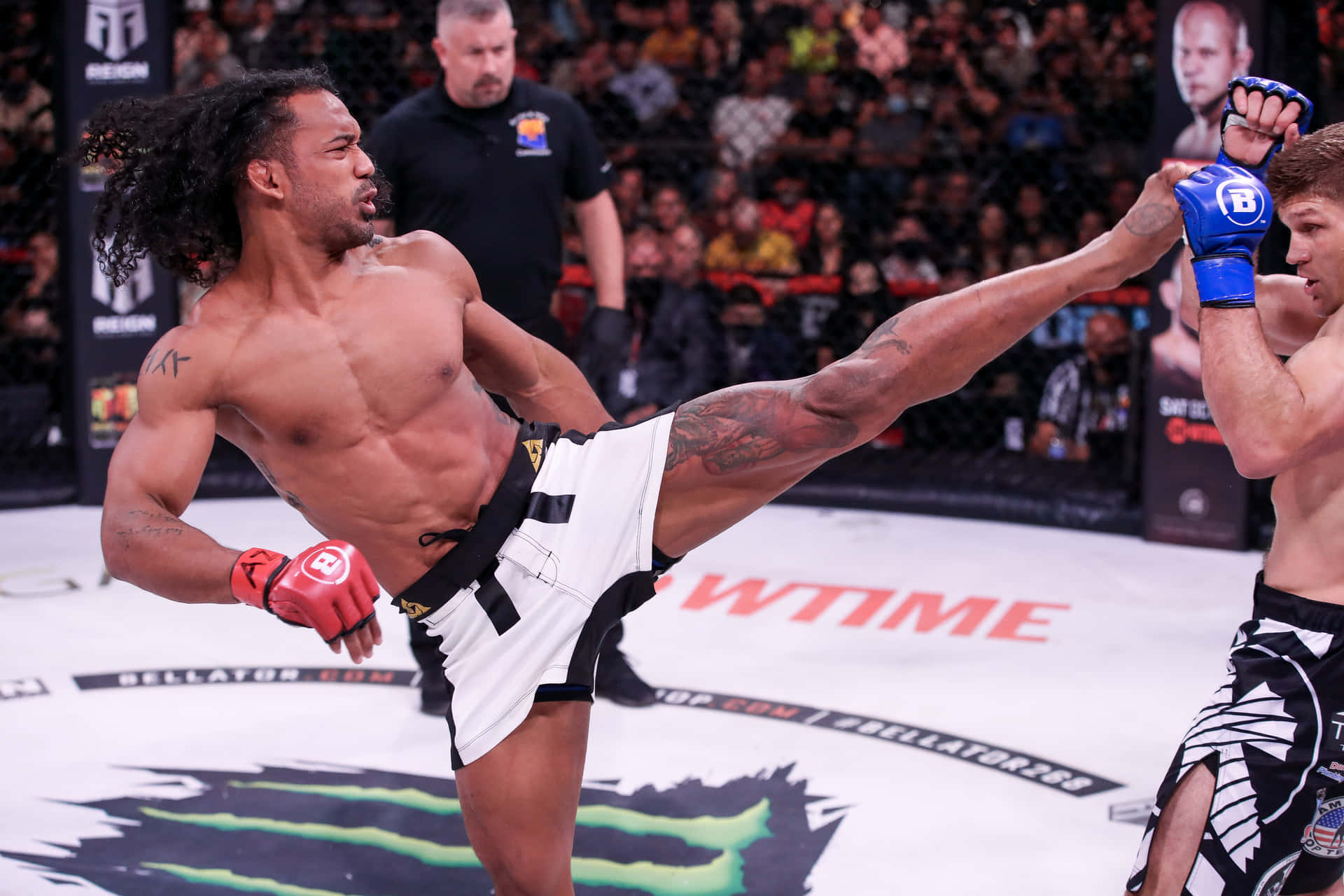 American MMA Fighter Ben Henderson Delivering Roundhouse Kick Wallpaper
