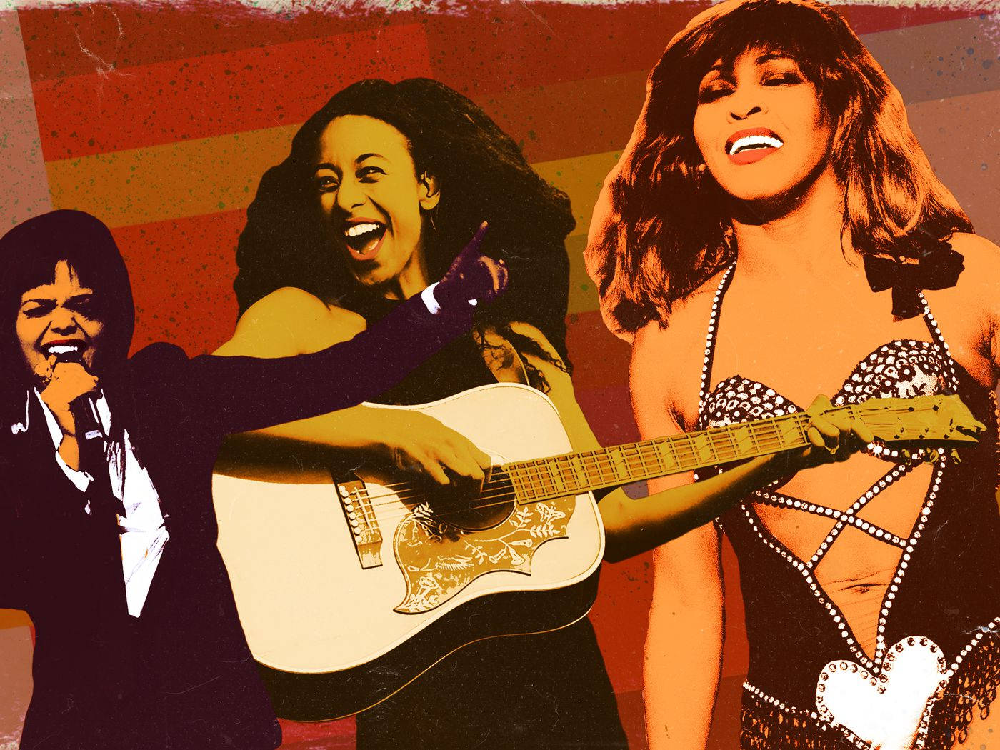 Amerikanske musiklegender Tina Turner Collage Wallpaper Wallpaper