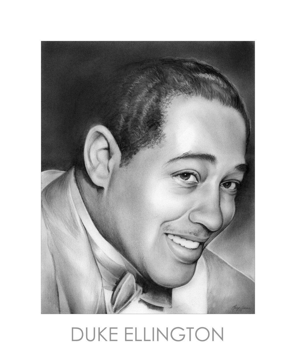 Ilustraçãodo Retrato Do Músico Americano Duke Ellington Para Papel De Parede De Computador Ou Celular. Papel de Parede