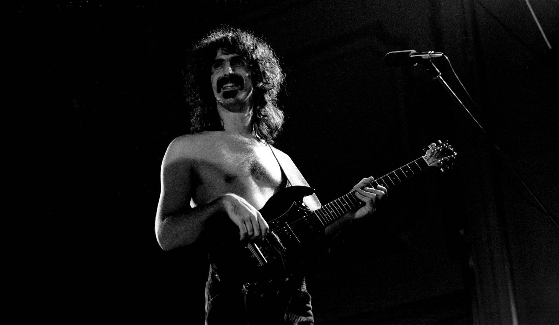 Amerikansk musiker Frank Zappa leveres til live på tapetet. Wallpaper