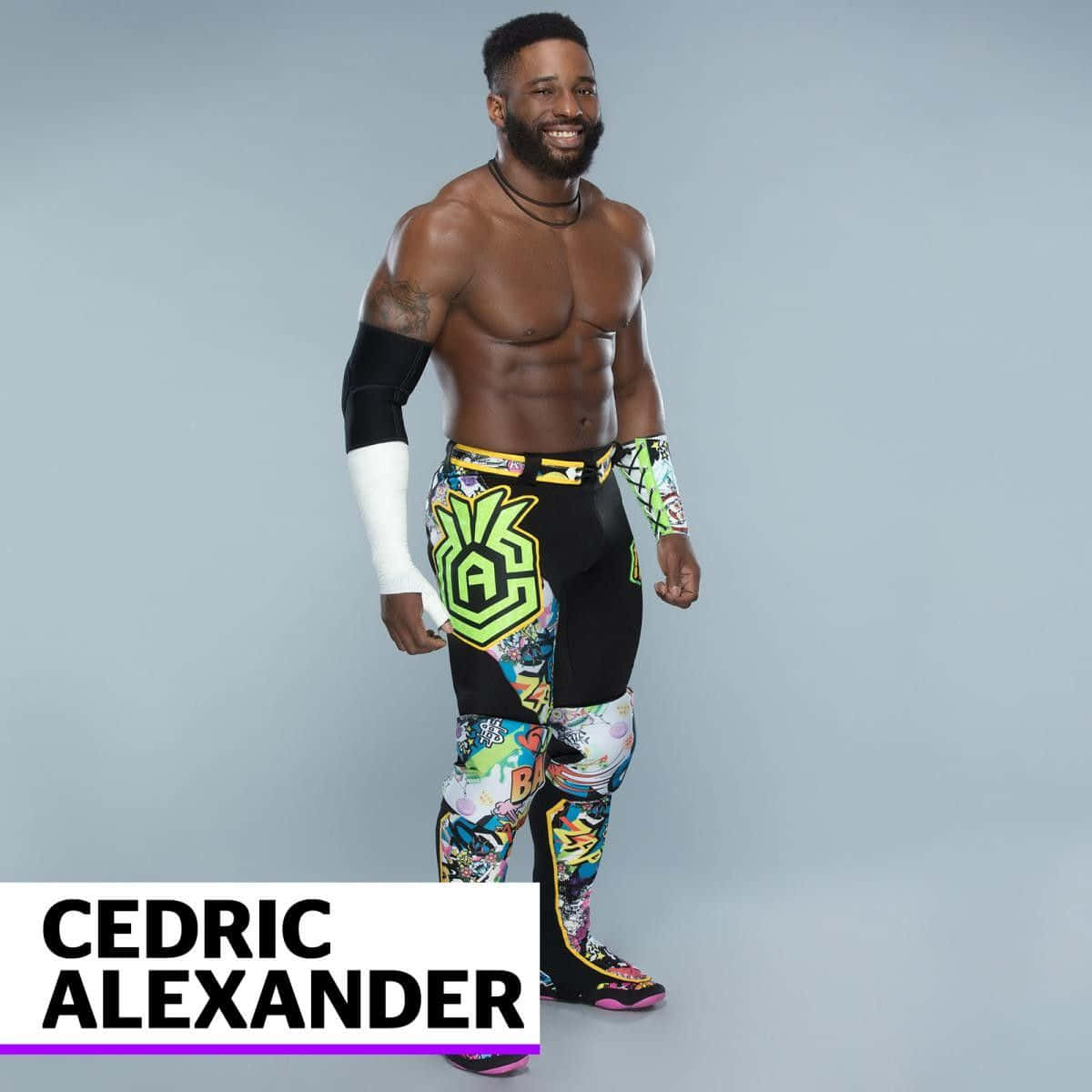 Ritrattodel Wrestler Professionista Americano Cedric Alexander Sfondo