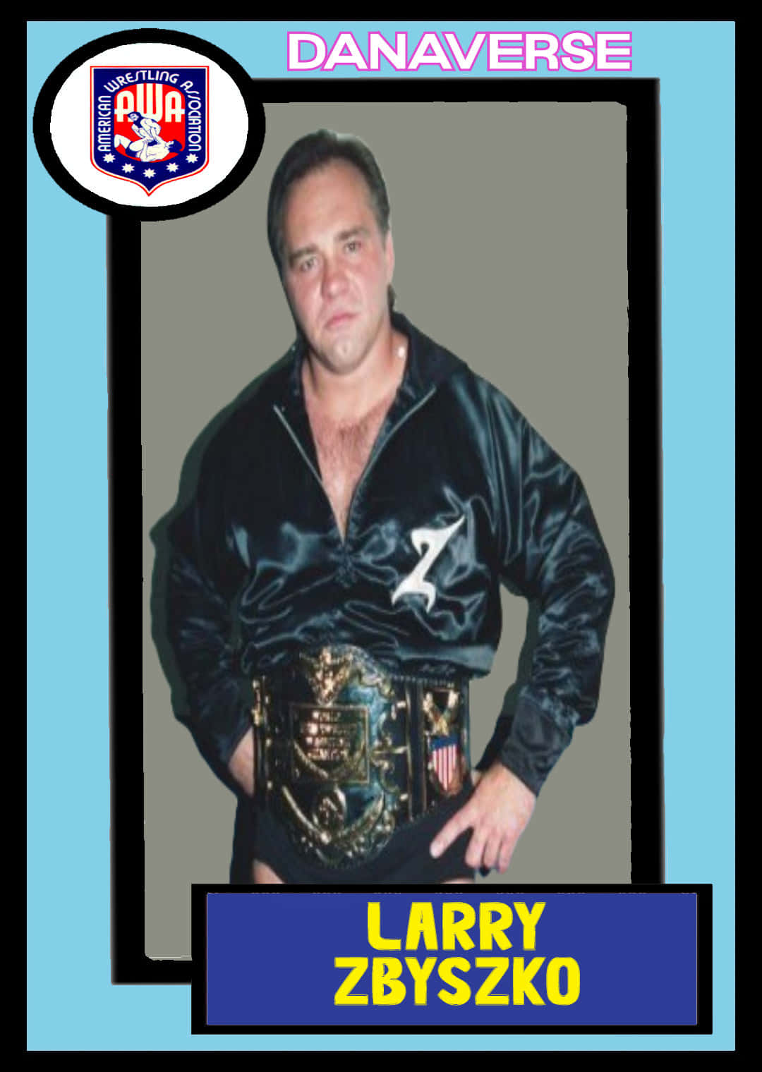American Professional Wrestler Larry Zbyszko Blue Border Wallpaper