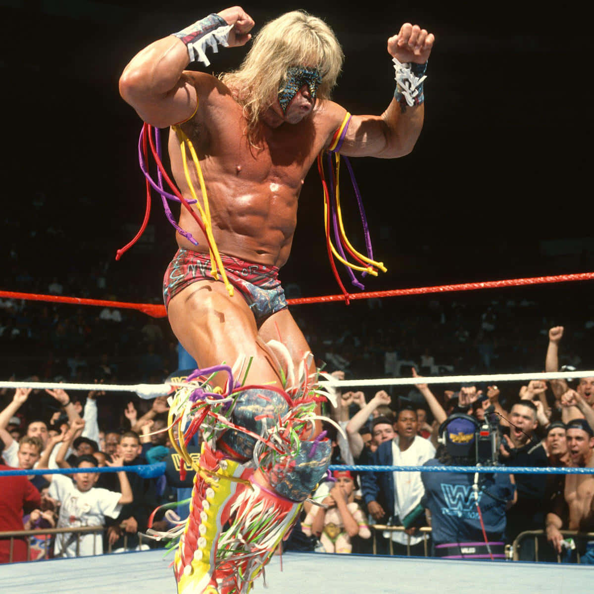 Amerikansk professionel WWF Wrestler Ultimate Warrior Retro Fuldskud Wallpaper Wallpaper