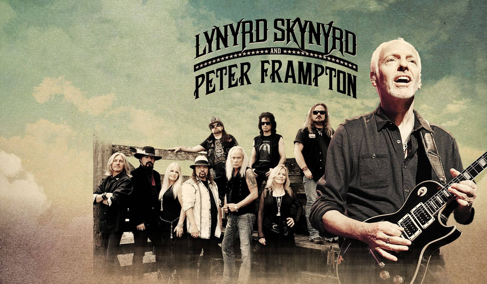 Amerikansk Rock Band Lynyrd Skynyrd Sammen Med Peter Frampton Live. Wallpaper