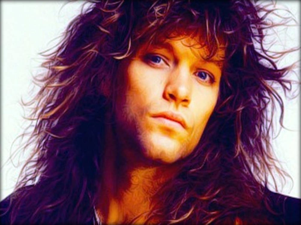 Retratoda Década De 1980 Do Estilo De Cabelo Do Roqueiro Americano Jon Bon Jovi Para Papel De Parede De Computador Ou Celular. Papel de Parede
