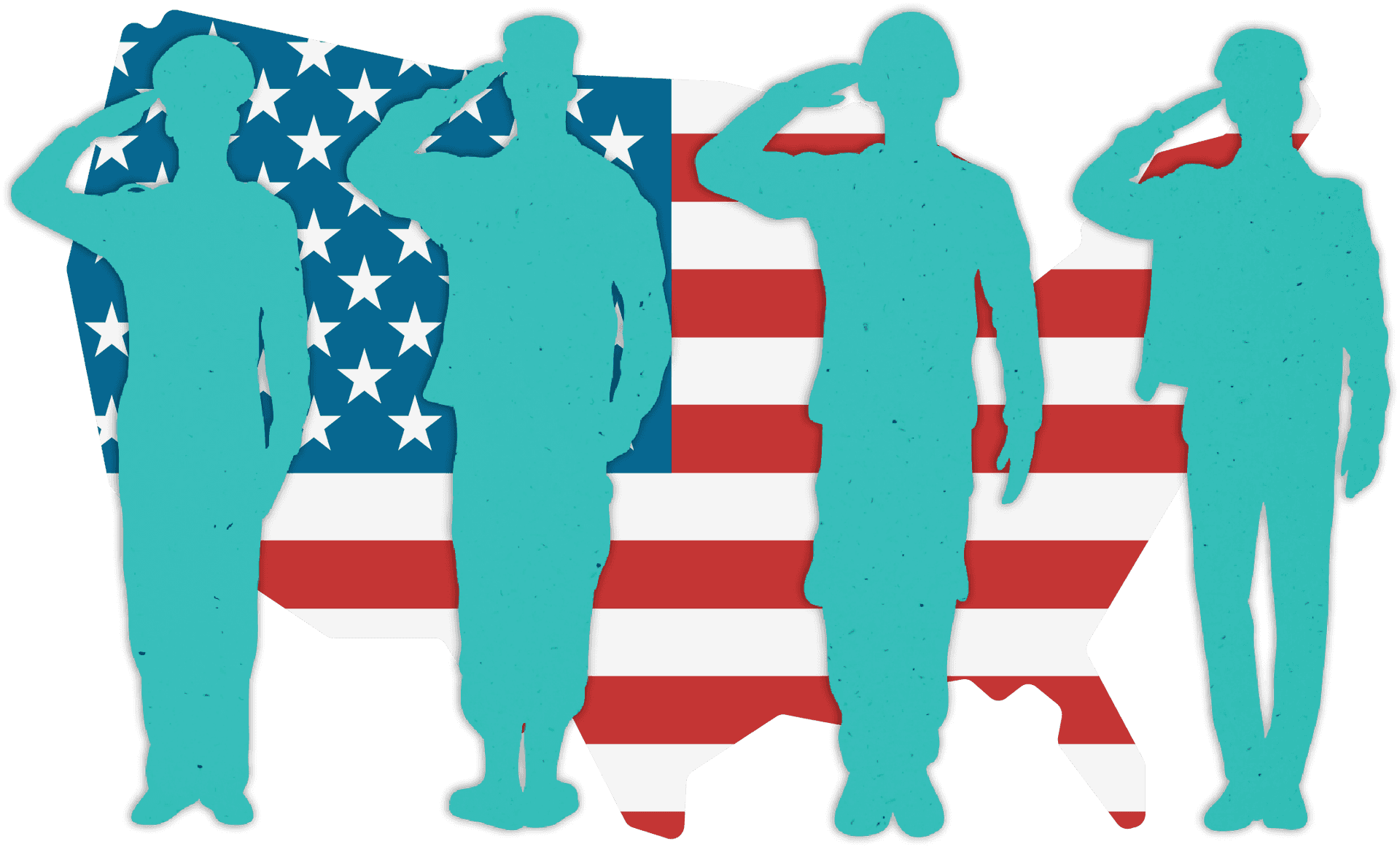 American Salute Silhouettes U S A Flag Background PNG