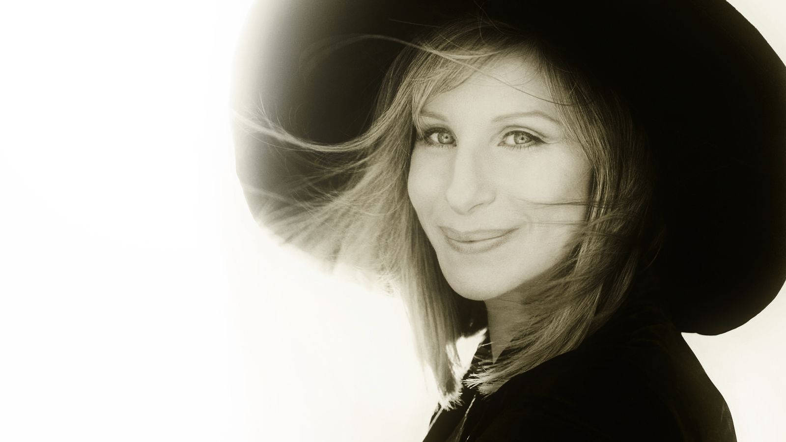 Barbra Streisand Monokrom Portræt Tapet fra Amerikansk Sanger Wallpaper