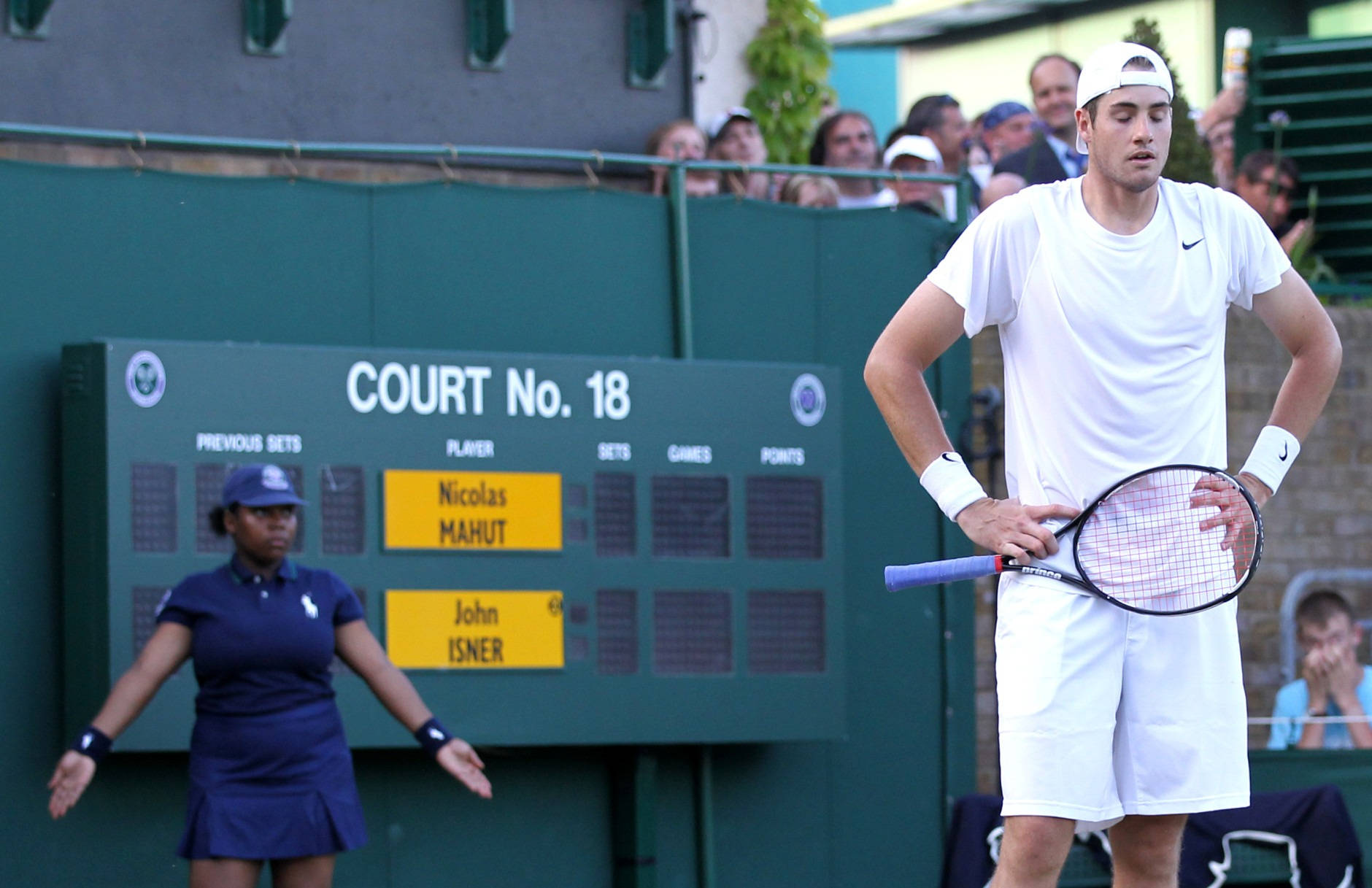 Amerikansk tennisspiller John Isner overhåndsforehand Wallpaper