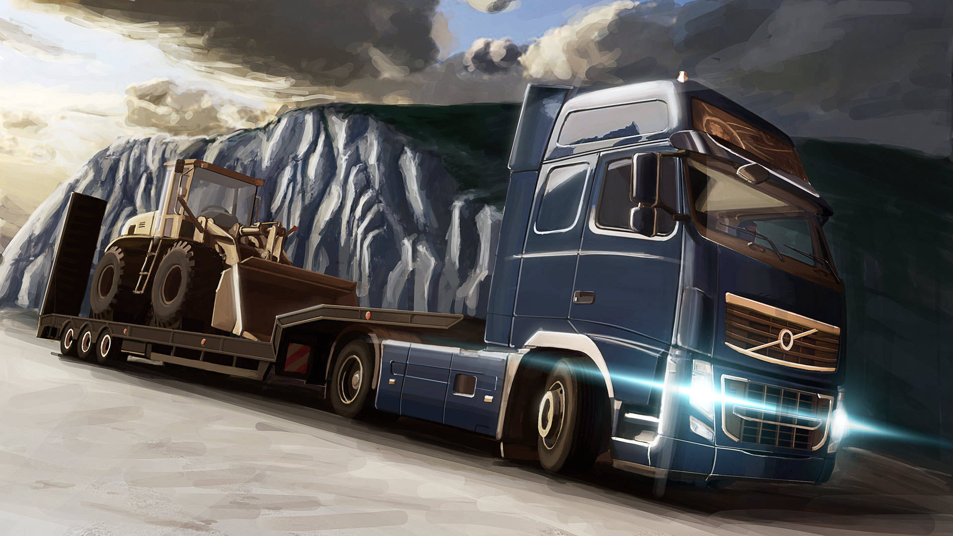 American Truck Simulator Blue Volvo Truck Wallpaper