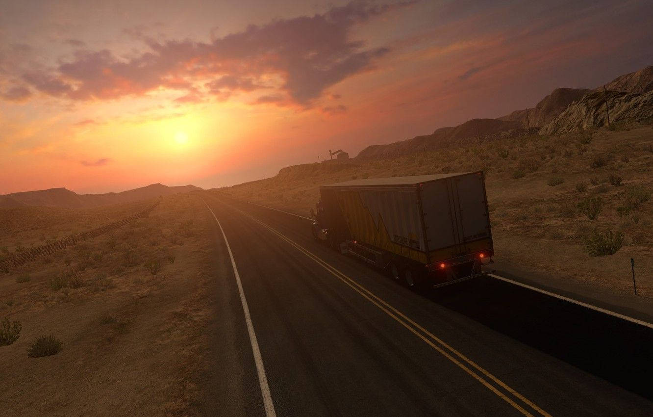 American Truck Simulator Nevada Desert Road Wallpaper