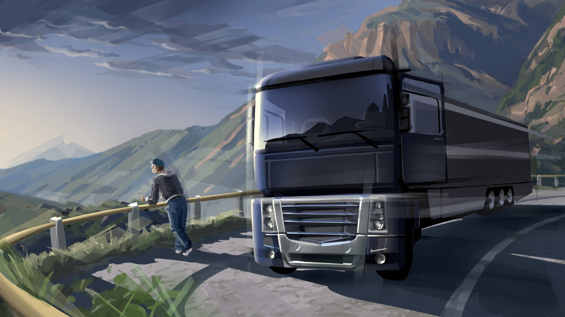 American Truck Simulator Parkeret Lastbil Wallpaper