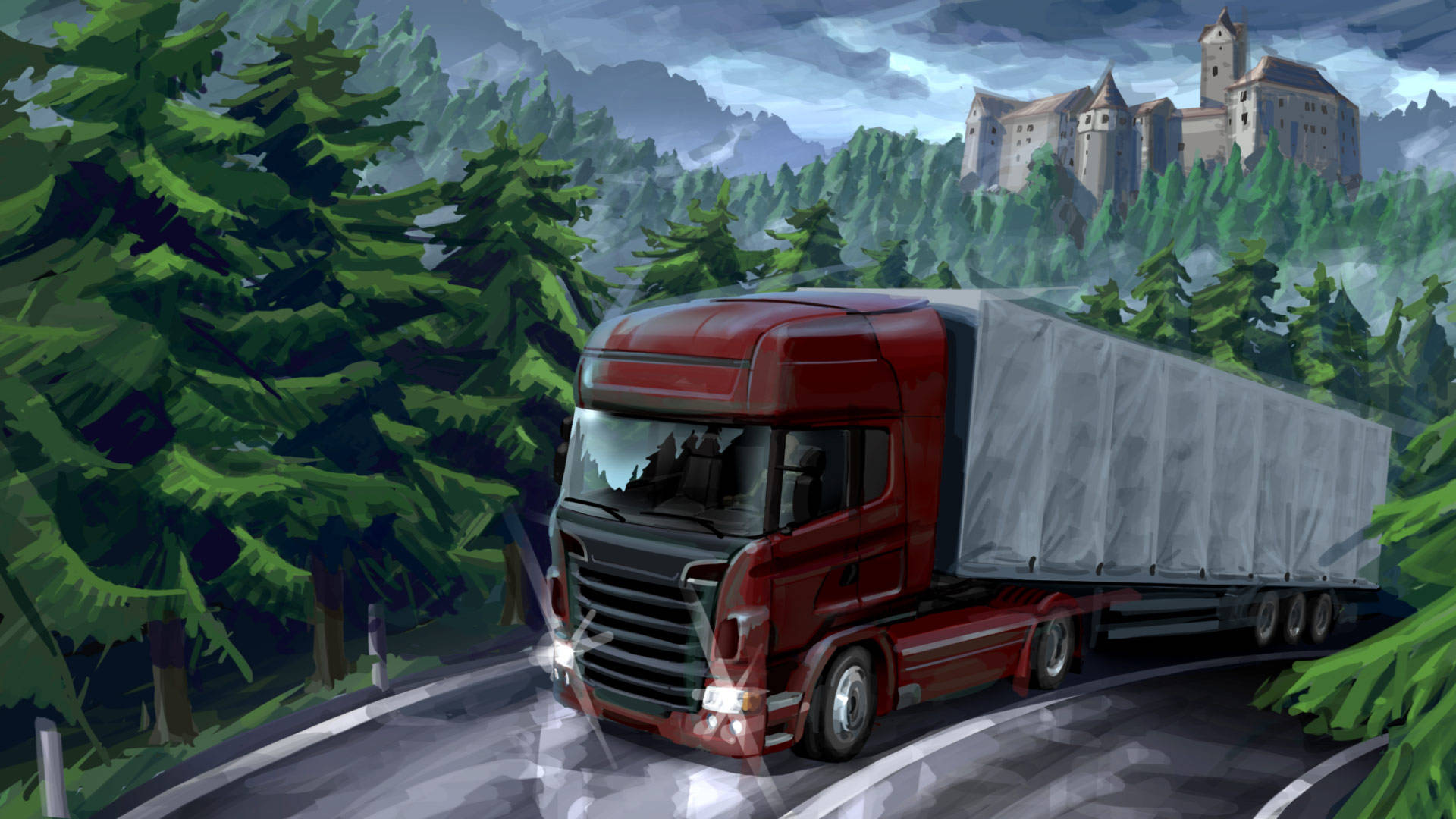 American Truck Simulator Pine Tree Road Wallpaper