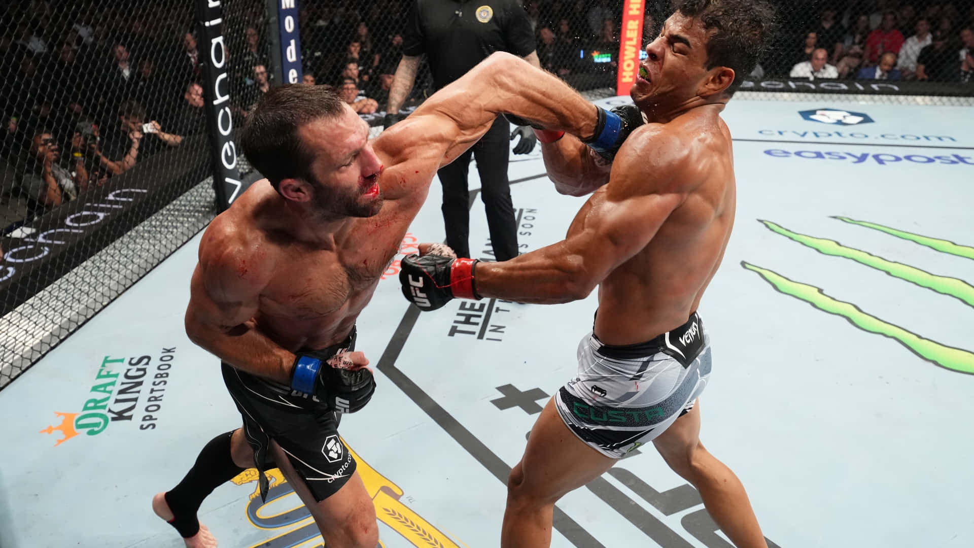 Amerikanske UFC-spiller Luke Rockhold med brasilianske atlet Paulo Costa i en kamp. Wallpaper
