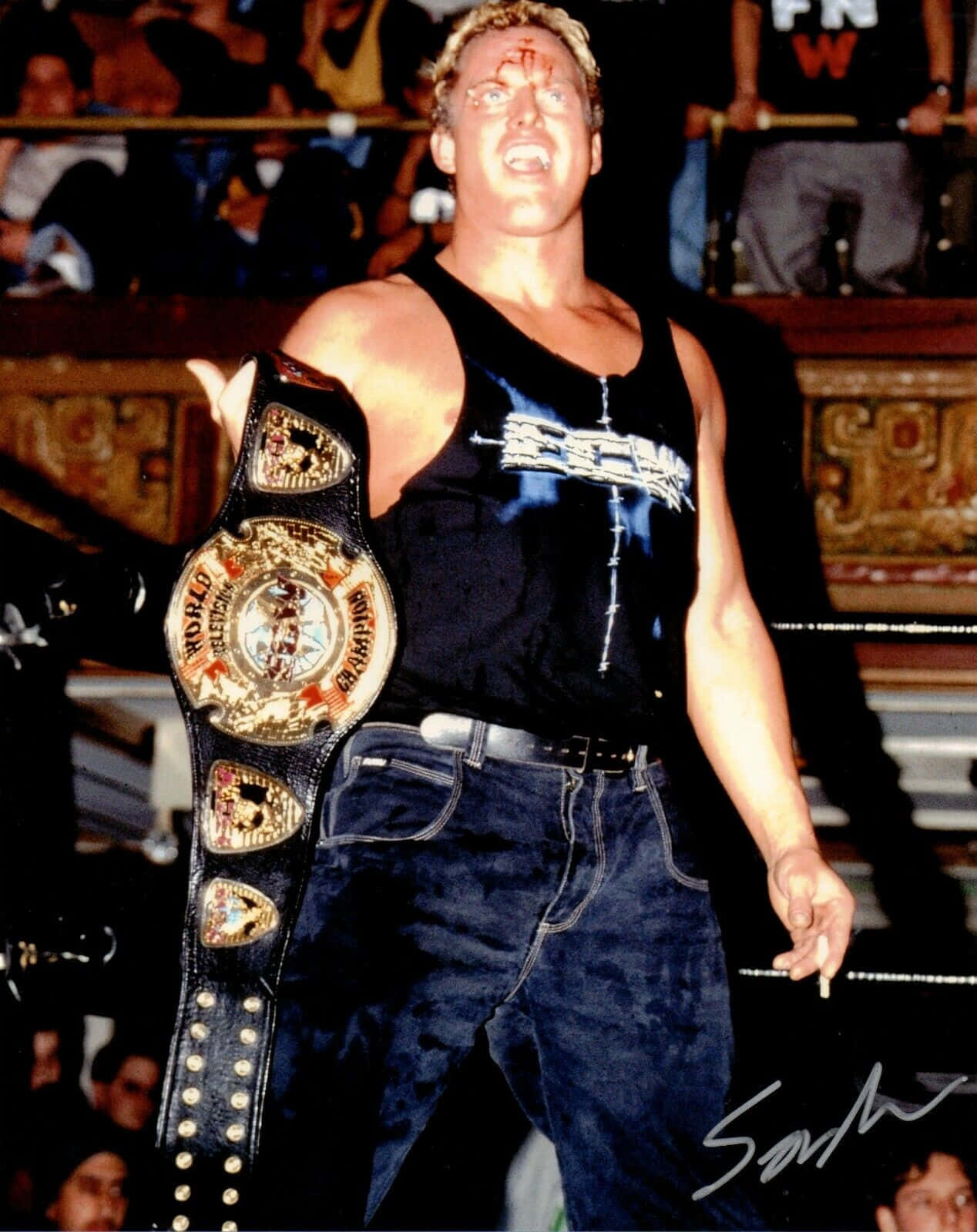 American WCW Wrestler The Sandman With Championship Belt Wallpaper