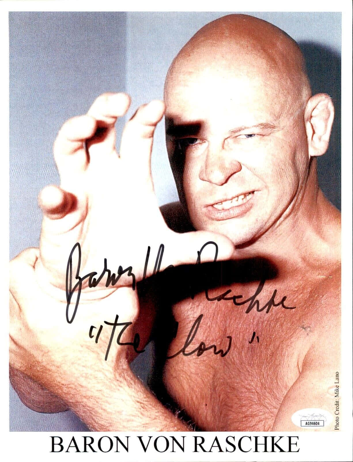 American Wrestler Baron Von Raschke Close Up Autographed Portrait Wallpaper