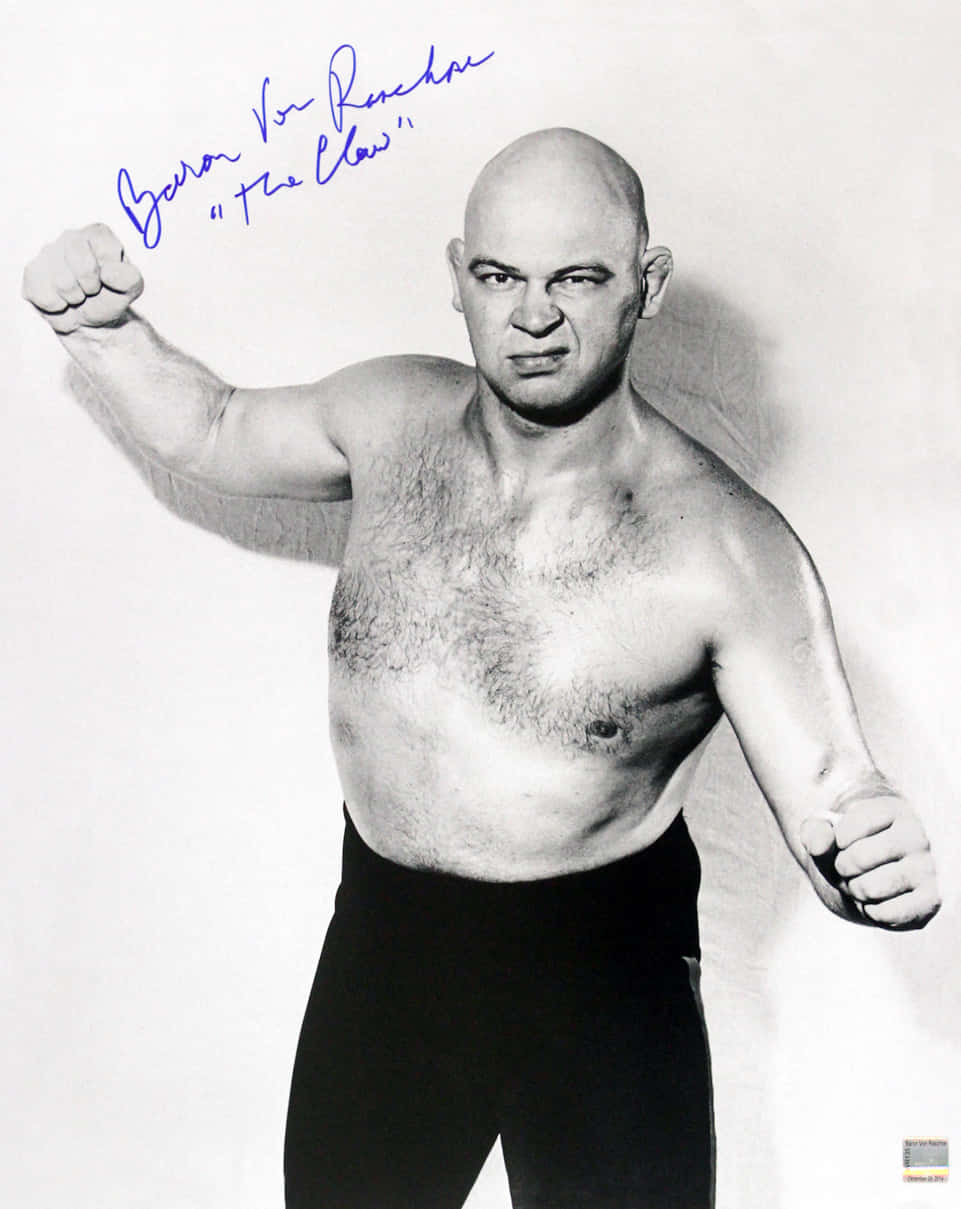 American Wrestler Baron Von Raschke Grayscale Signed Portrait Wallpaper