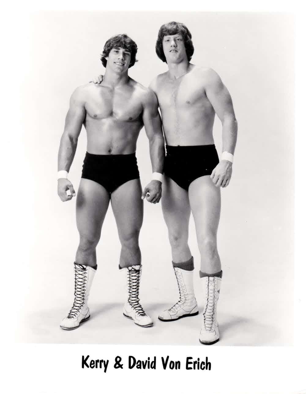 Legendary Wrestlers David and Kerry Von Erich in a Portrait Wallpaper