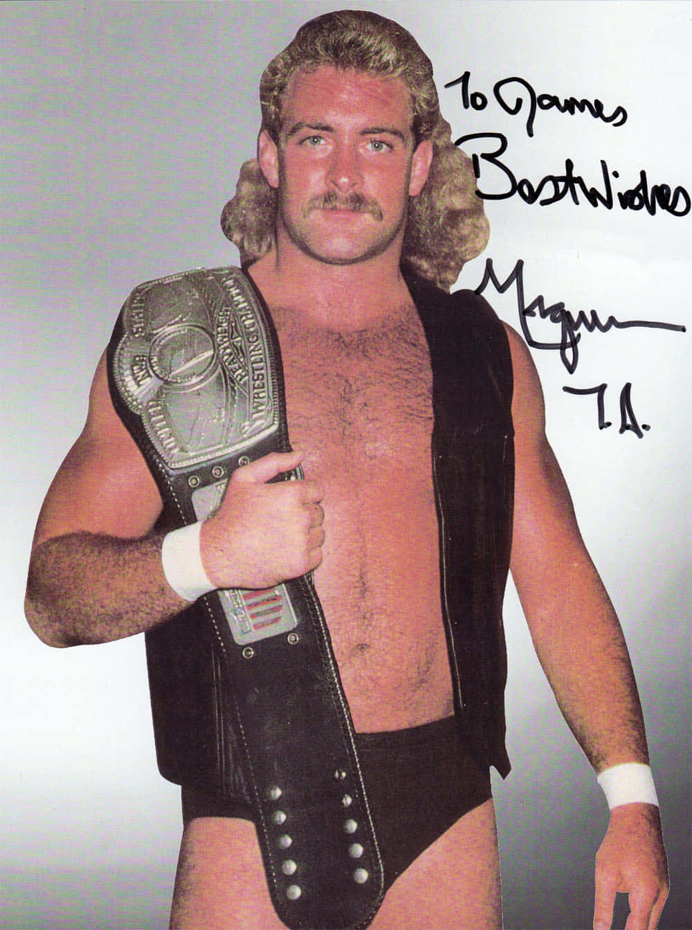 American Wrestler Magnum Ta Autographed Printed Portrait Wallpaper