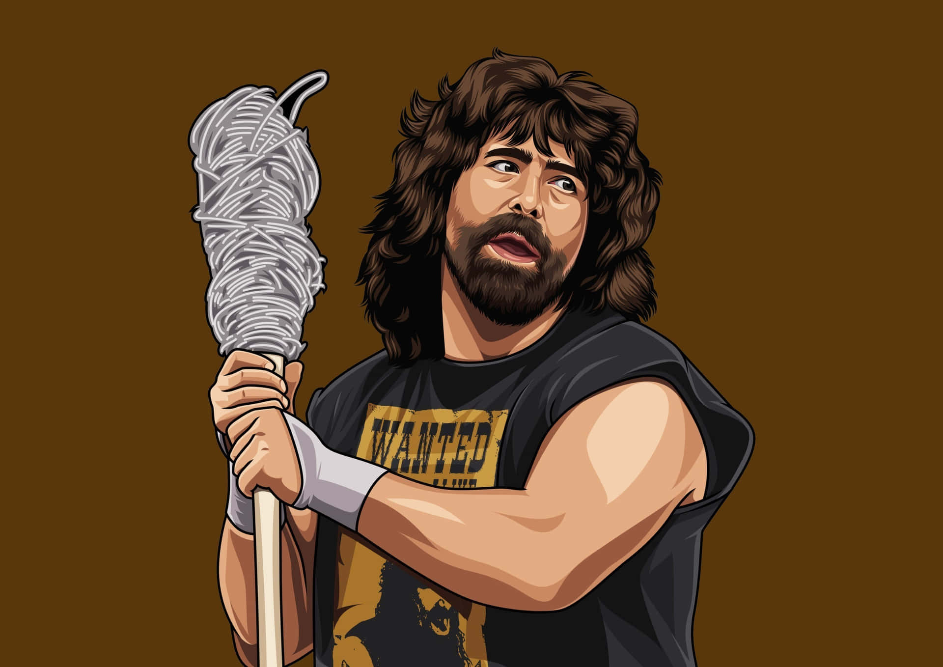 American Wrestler Mick Foley Digital Painting Wallpaper