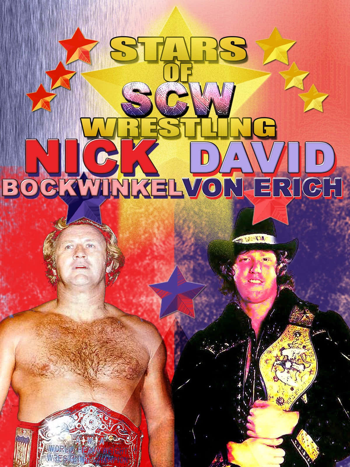 American Wrestlers David Von Erich And Nick Bockwinkel Graphic Art Wallpaper