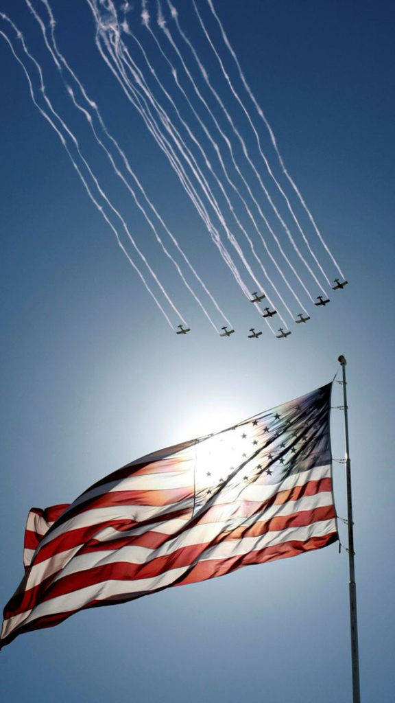 Amerikansk Flag Iphone Vinkende Jetfly Flyvende Wallpaper