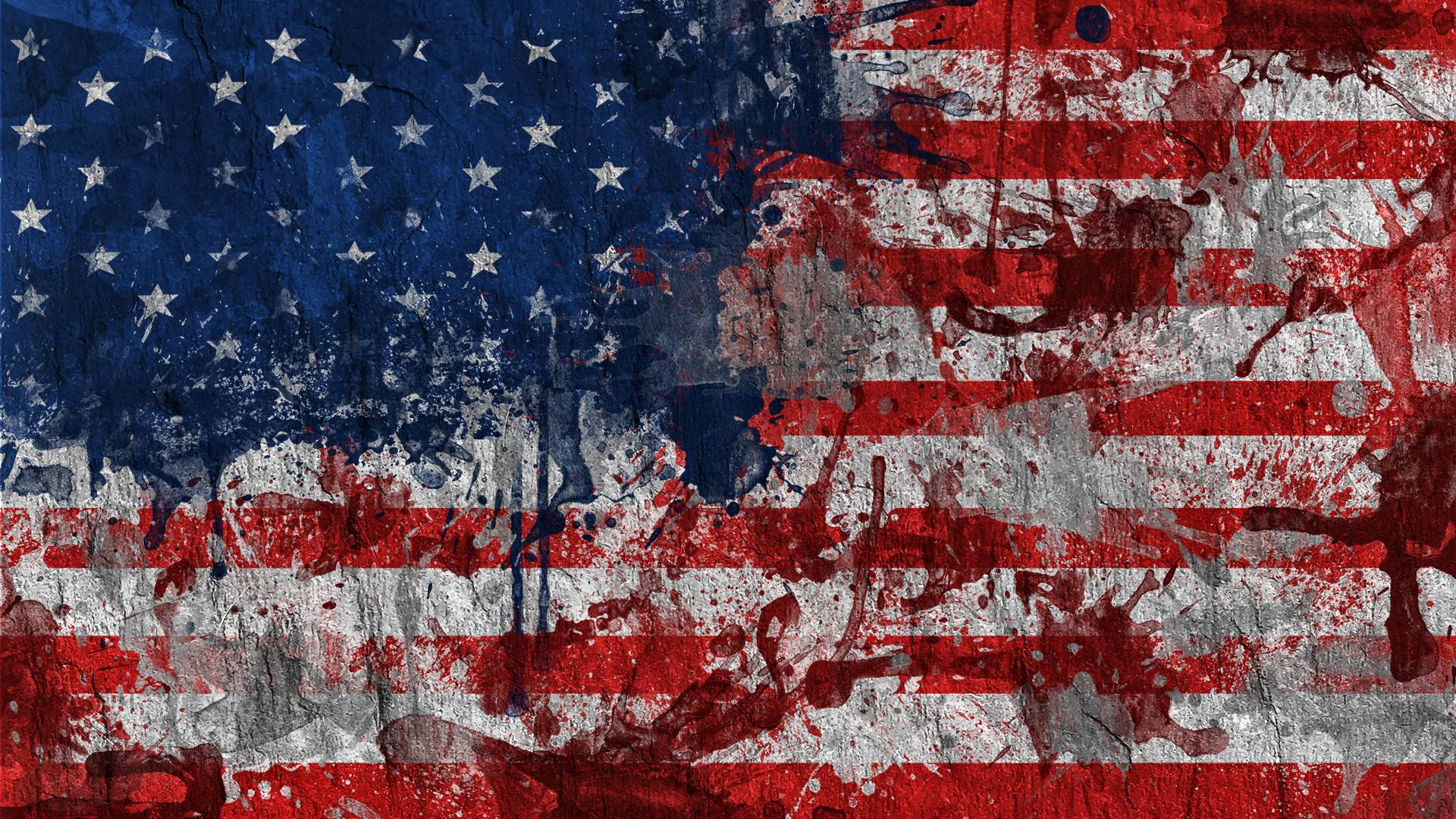 Amerikansk Flag Med Maling Splatter Wallpaper