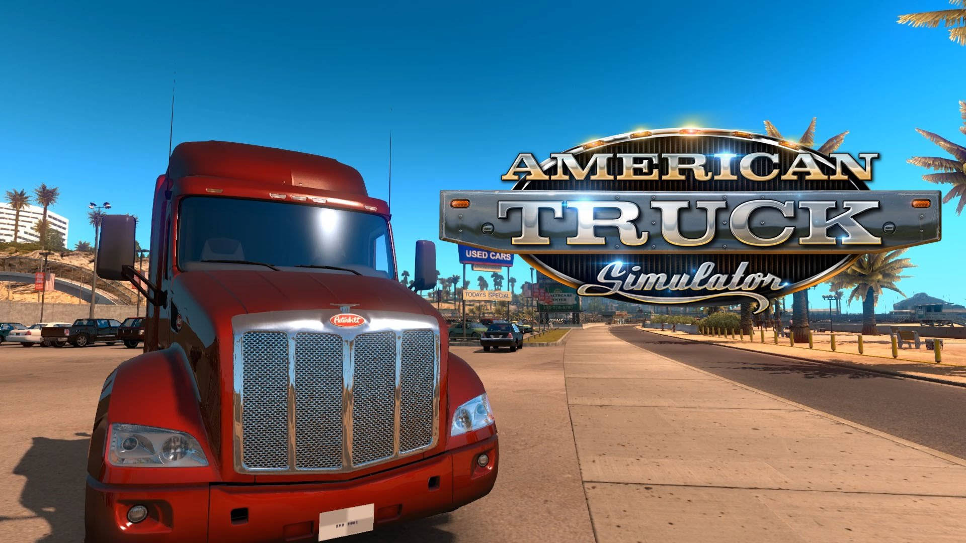 Amerikansk Truck Simulator Rød Peterbilt Truck Wallpaper