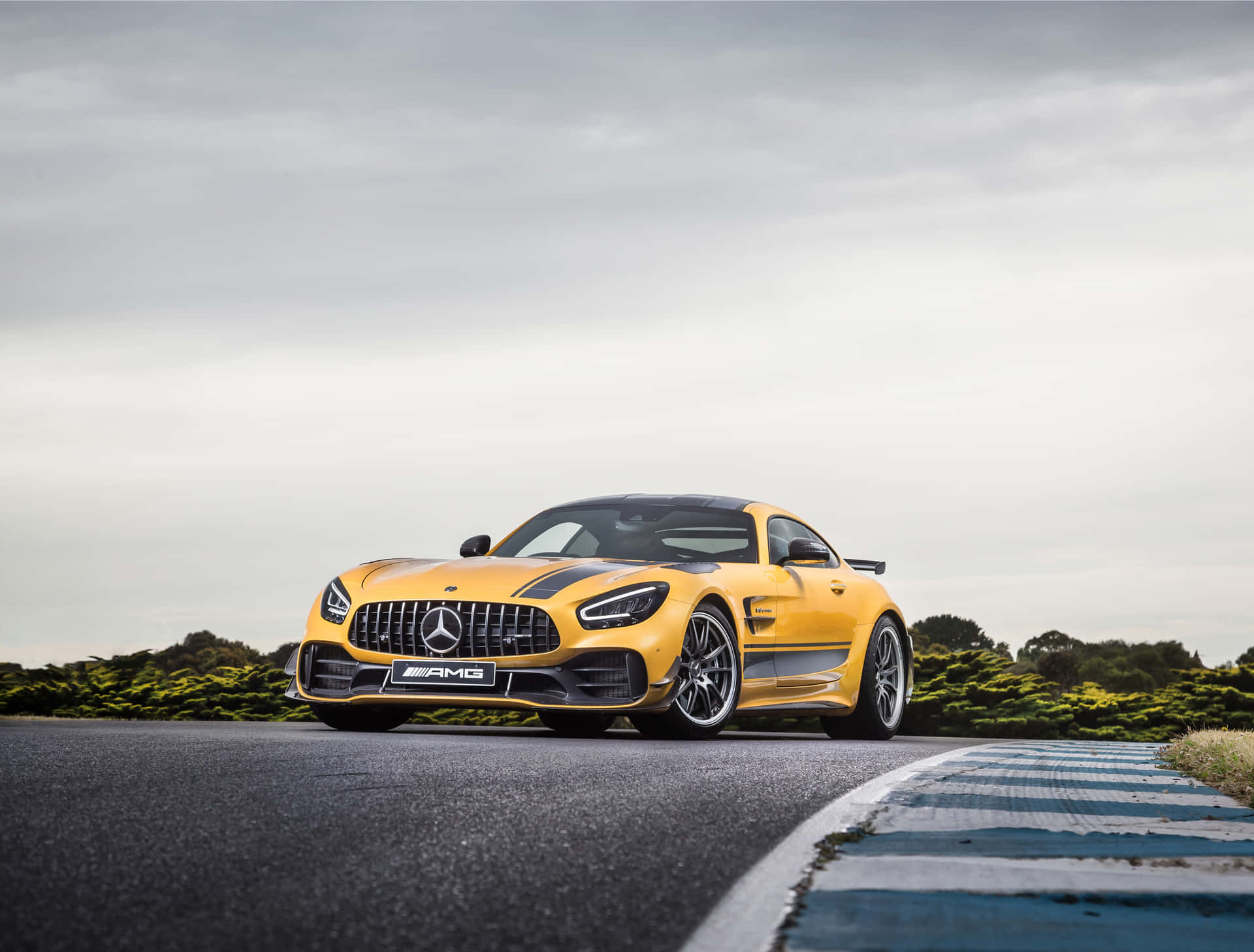 Yellow Mercedes Benz Amg Gt R Low Angle Shot Background