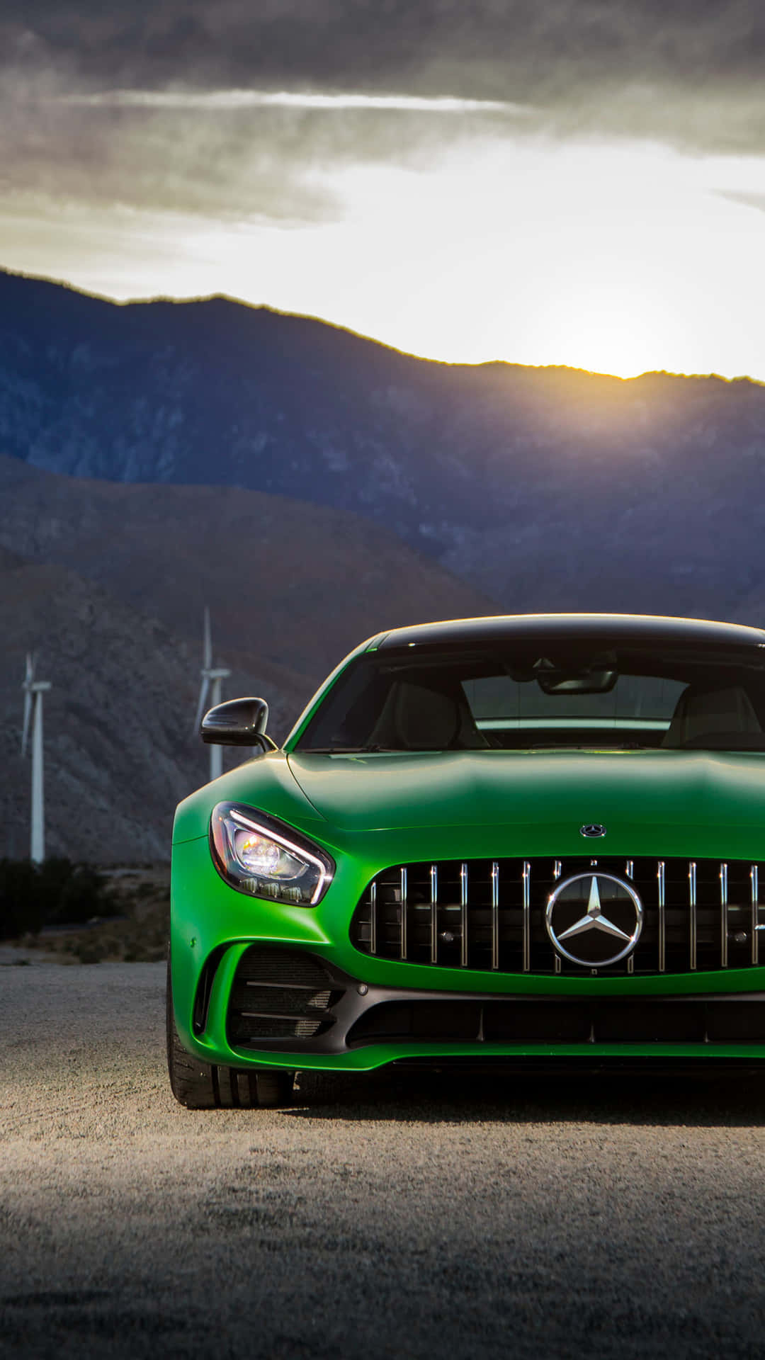 Mercedes Benz Amg Gt R With Sunset Sky Background