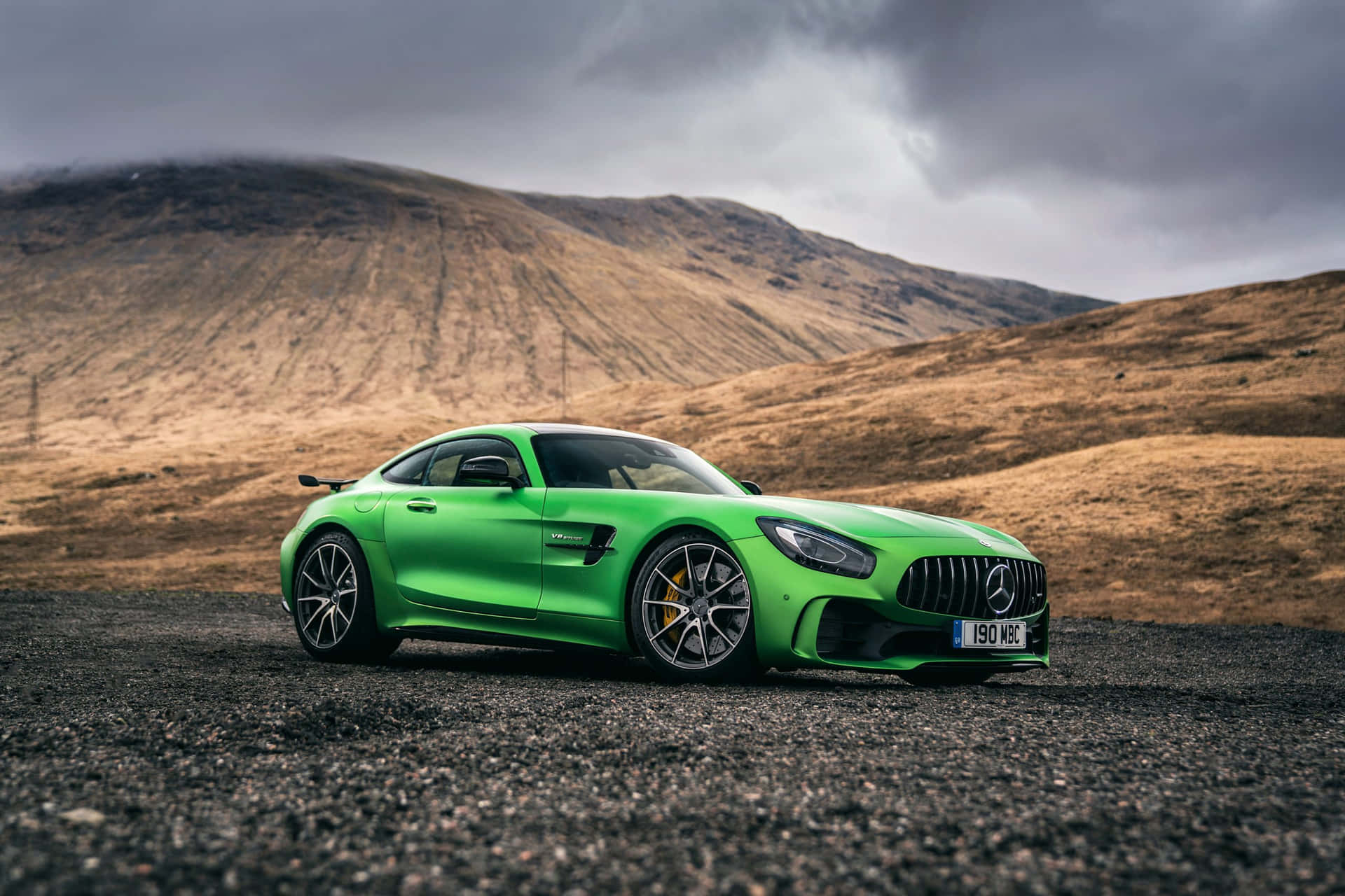 Mercedes Benz AMG GT R With Brownhill Side Background