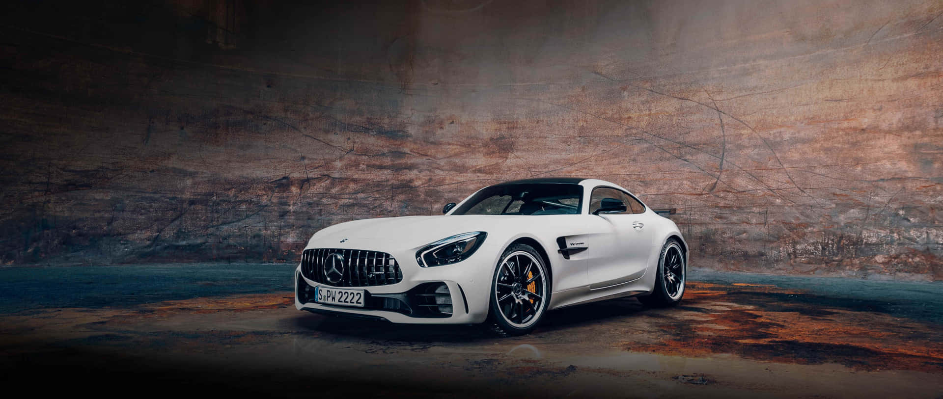White Mercedes Amg Gt R Cave Background