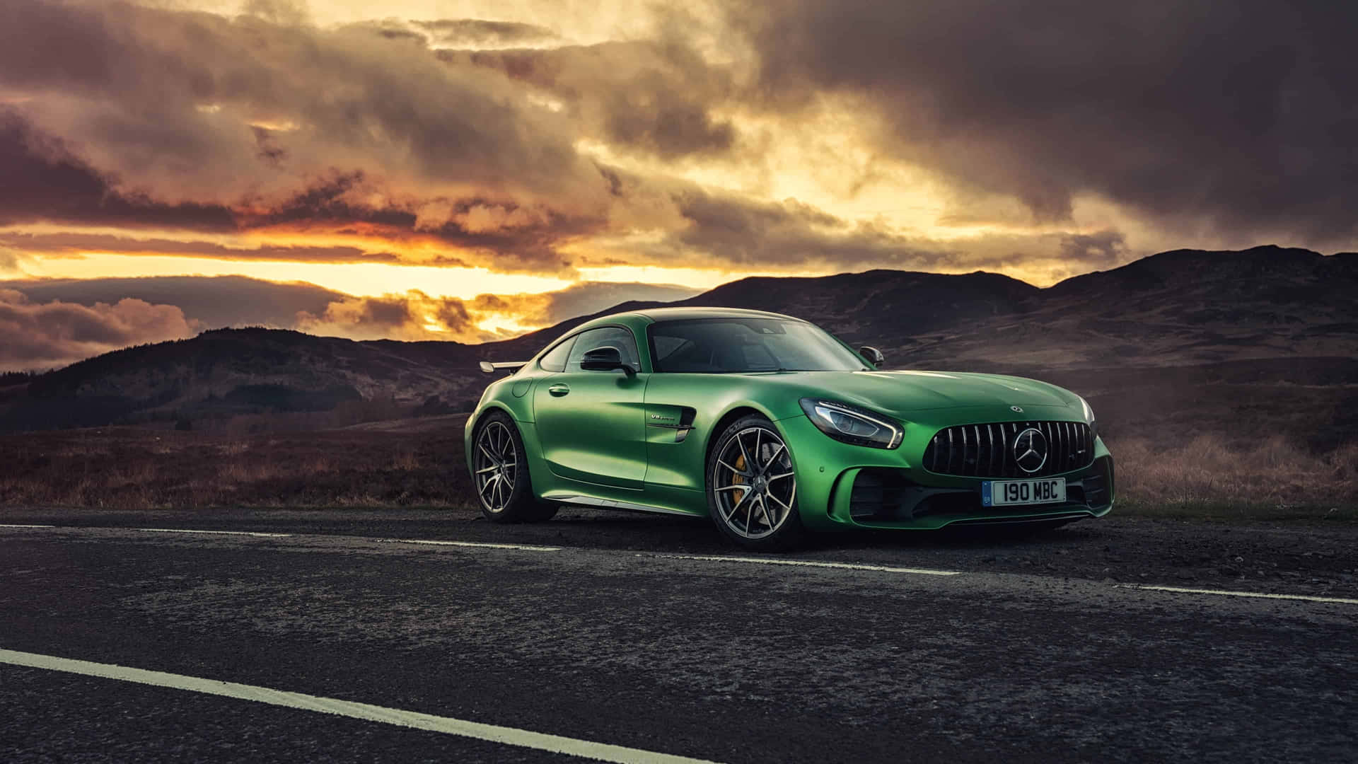 Cinematic Mercedes AMG GT R With Sky View Background