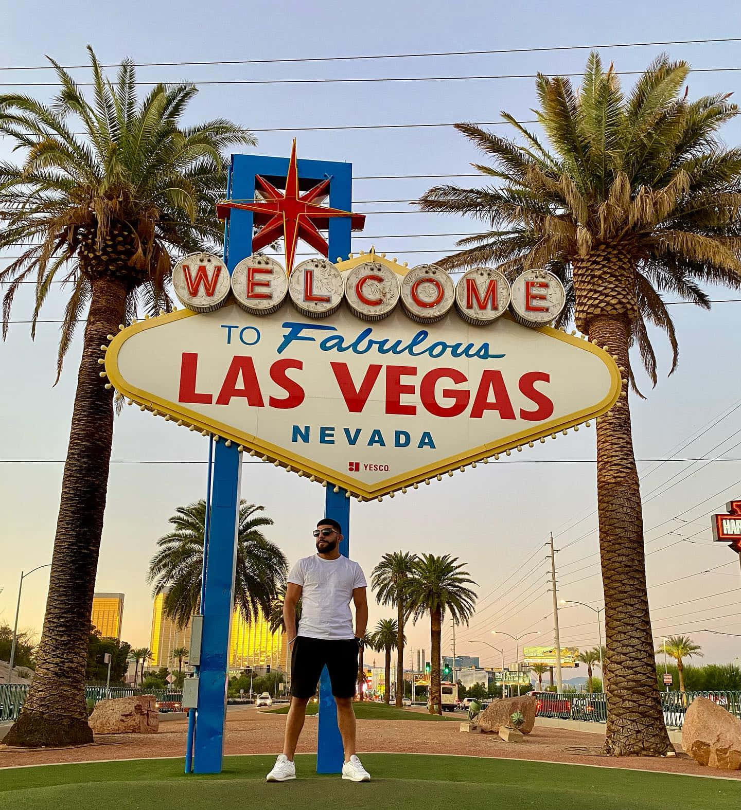 Amir Albazi With Las Vegas Sign Wallpaper
