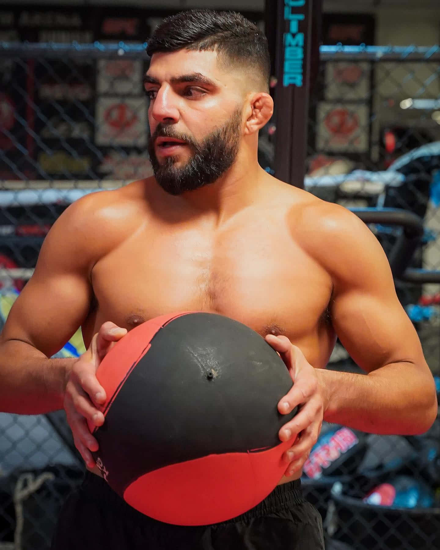 Amir Albazi With Training Ball Background