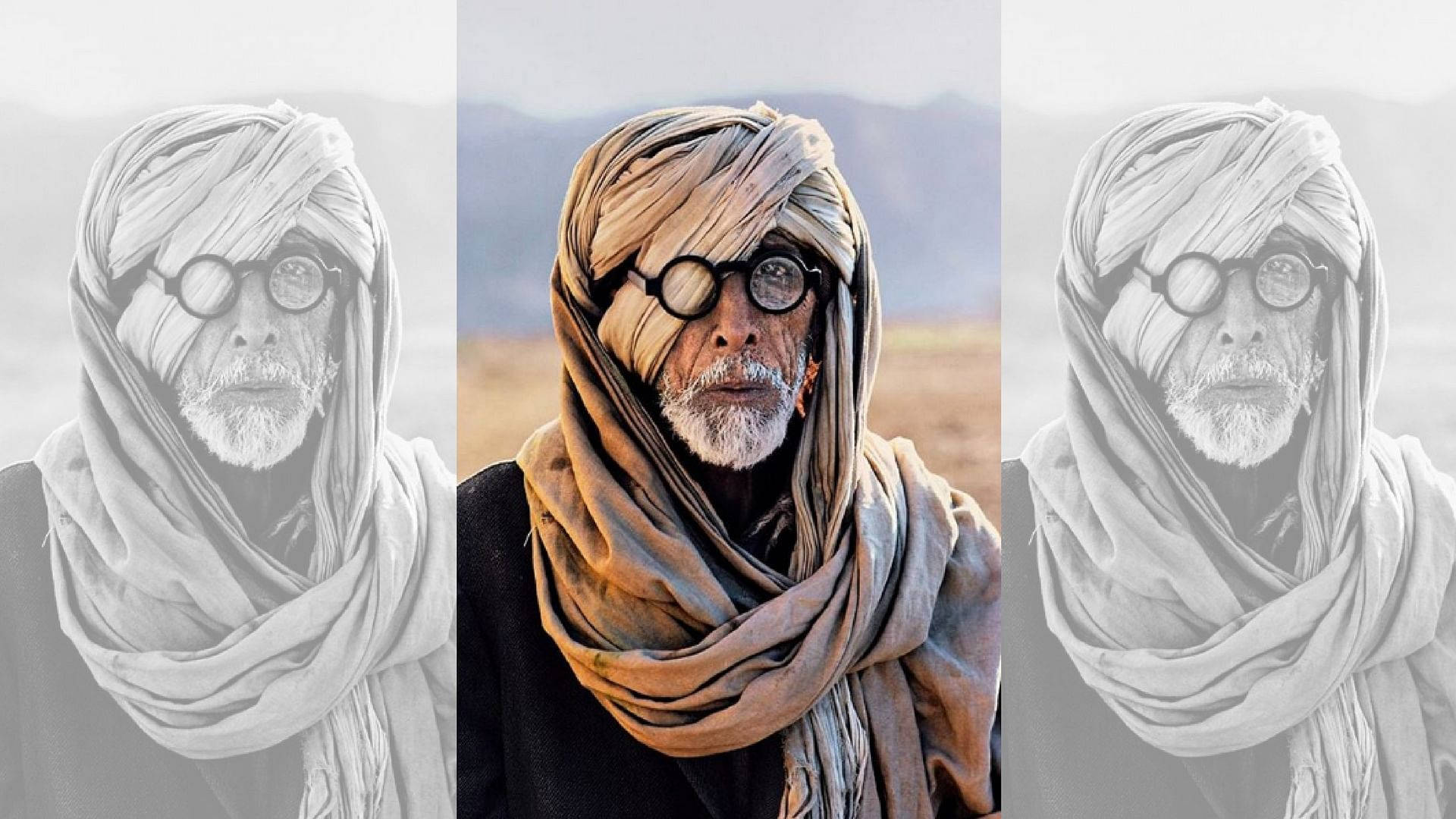 Den digitale collage af filmstjerner skabt af Amitabh Bachchan. Wallpaper