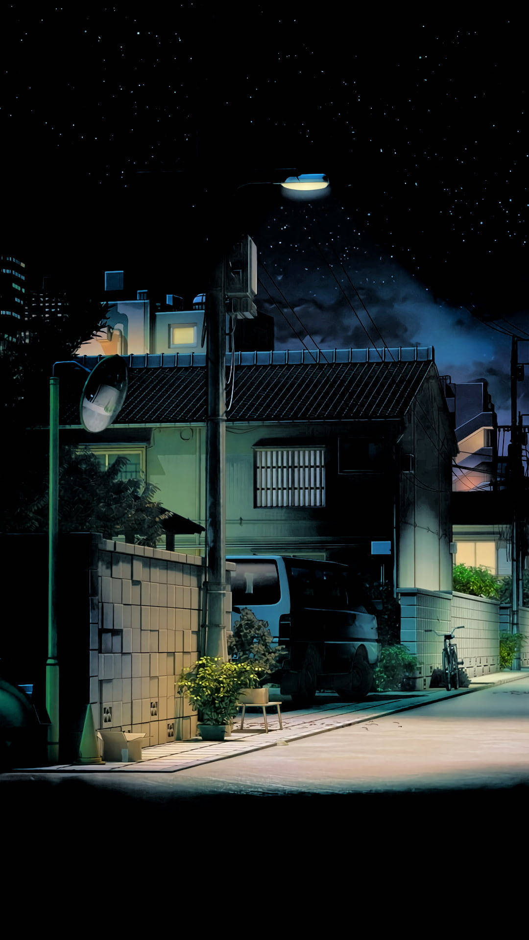 Amoled Android Anime Night Street Wallpaper