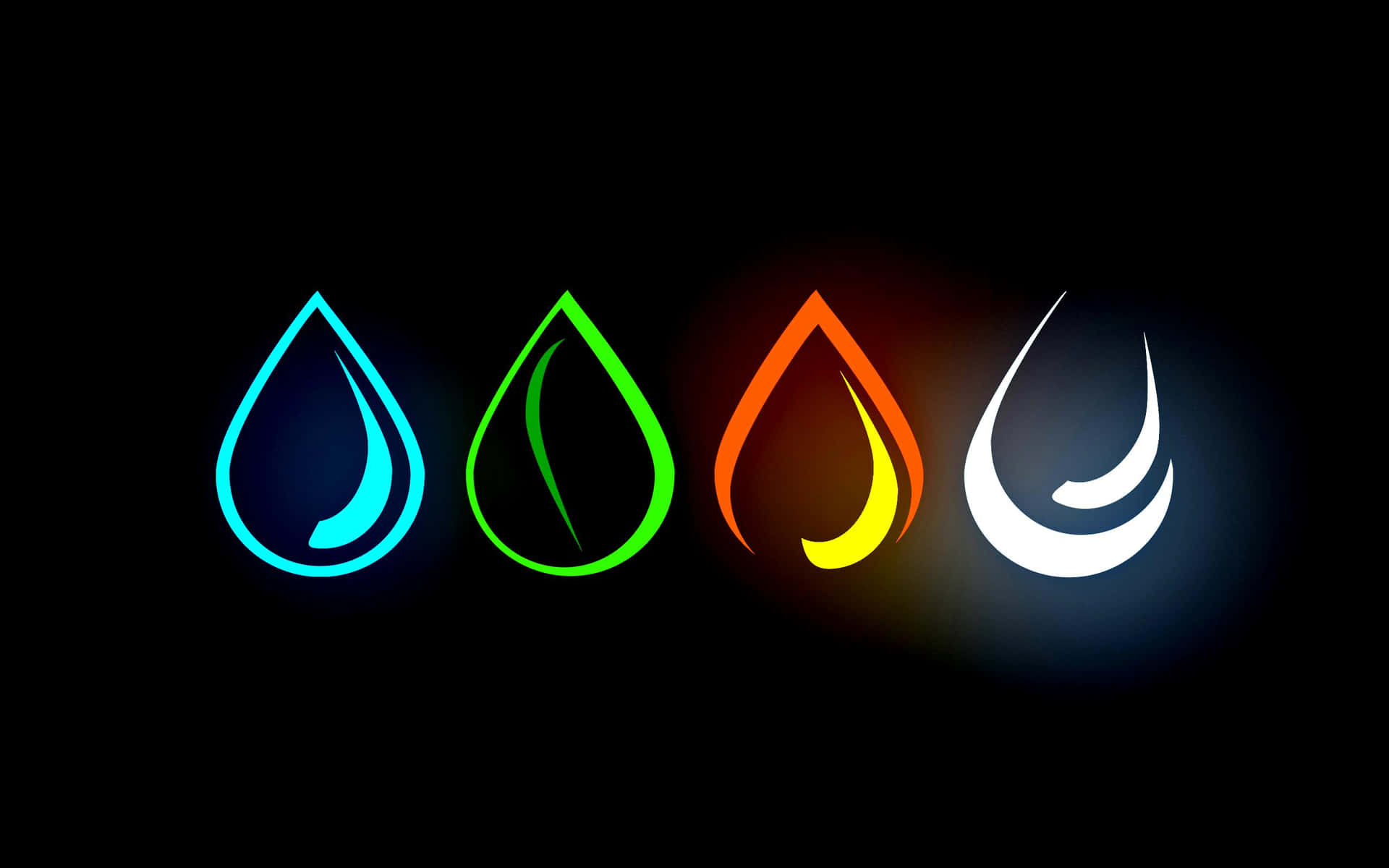 Four Different Colored Water Drops On A Black Background Wallpaper