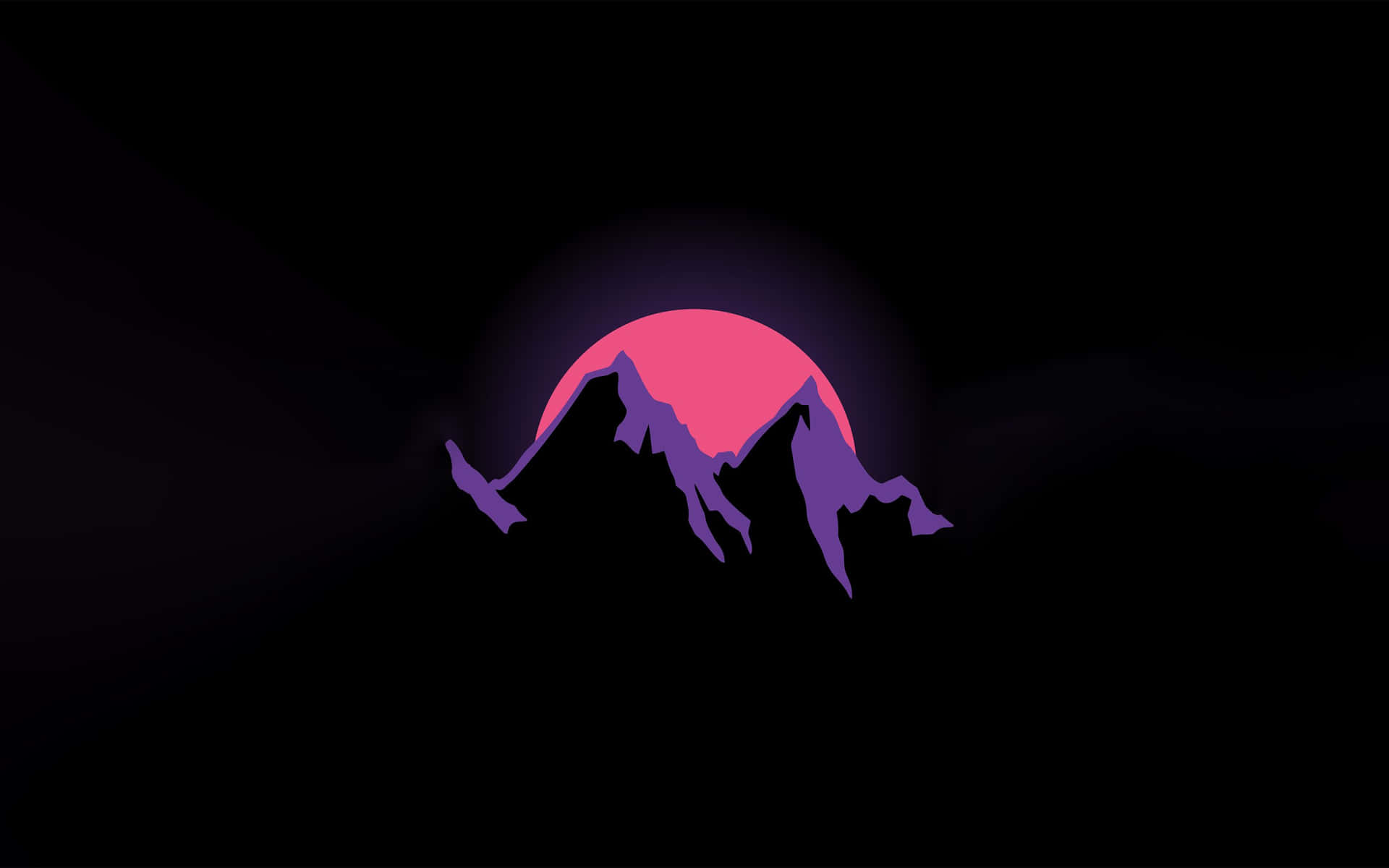 A Purple Mountain Silhouette With A Purple Moon Wallpaper