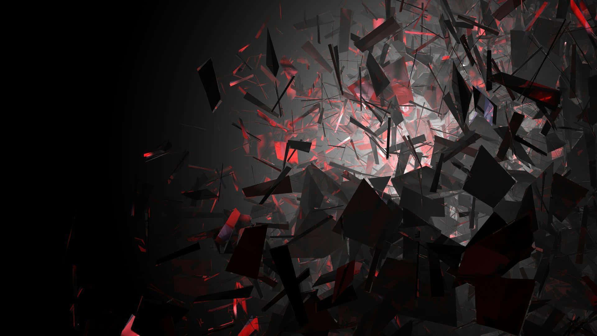 Unfondo Abstracto Negro Y Rojo Con Muchas Piezas Fondo de pantalla