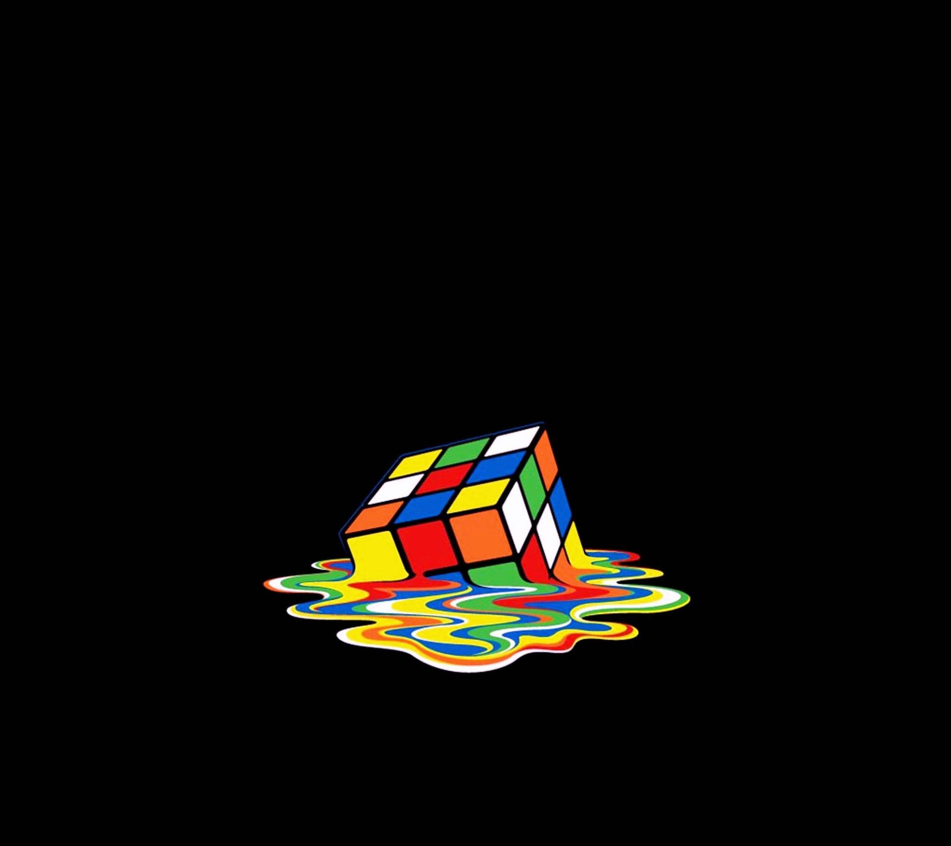 Melted Rubik's Cube in an Amoled Wallpaper Wallpaper