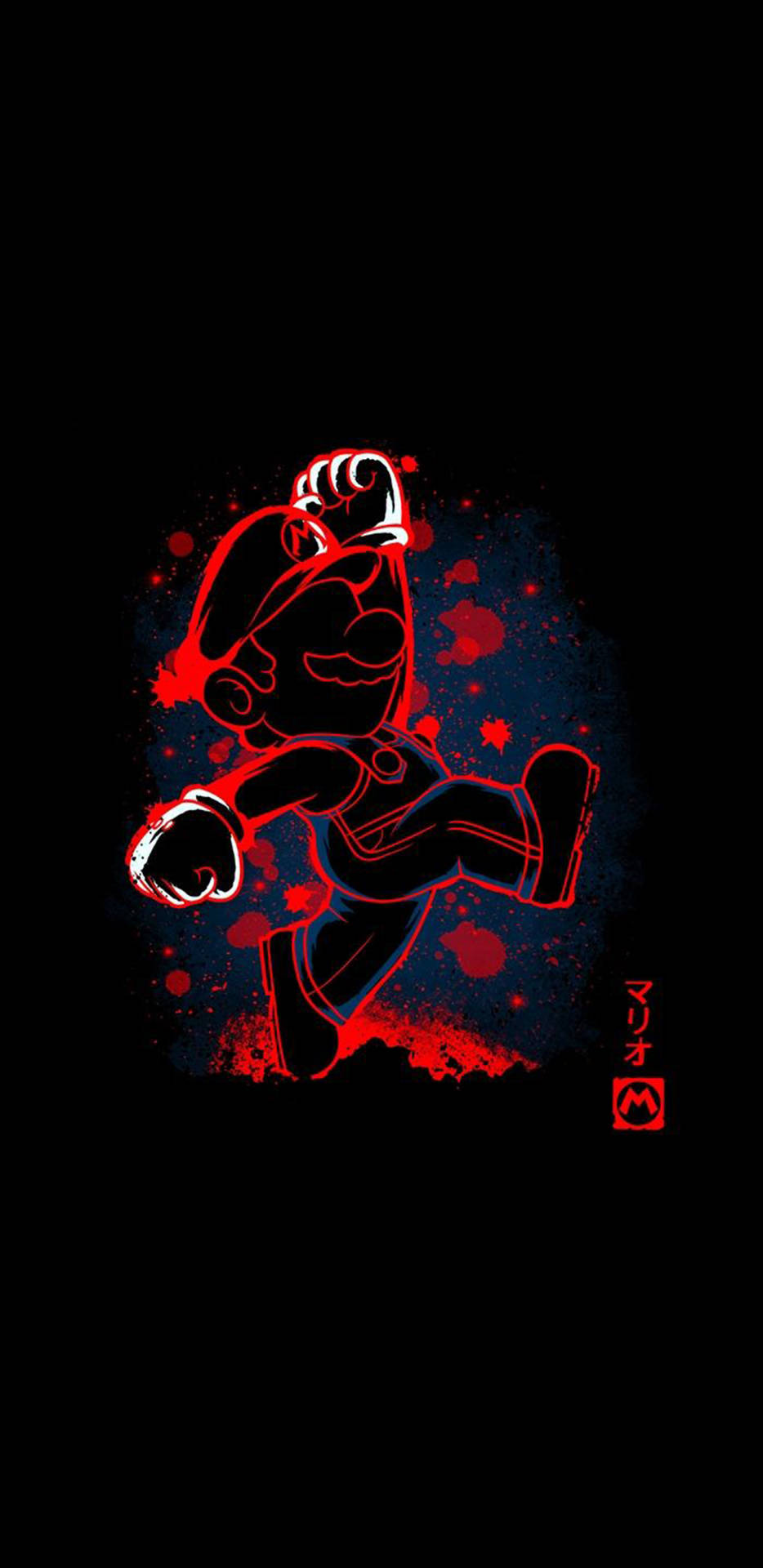 Super Mario outlined in Amoled Wallpaper