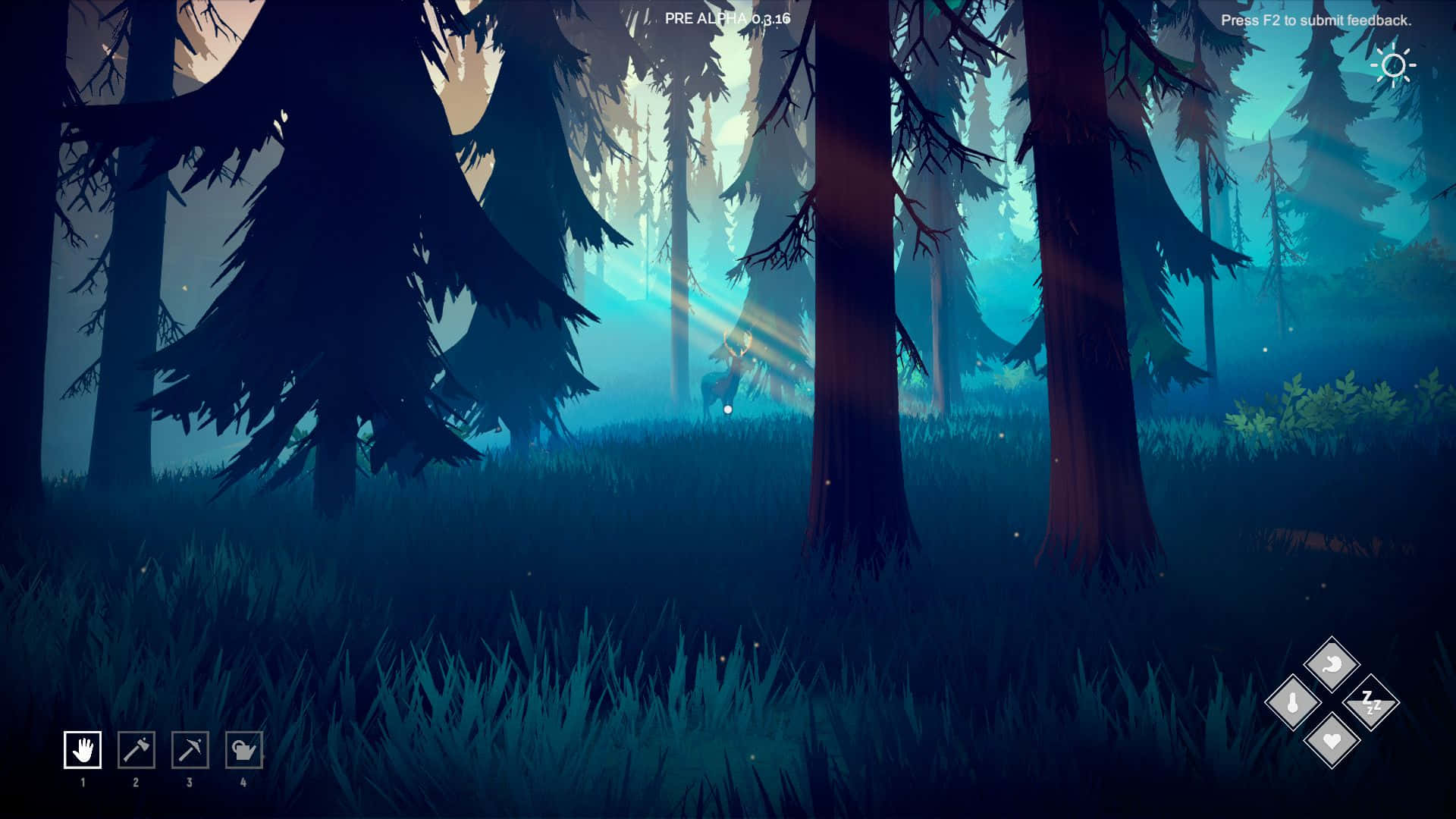 A Screenshot Of A Forest With Trees And A Sun Wallpaper