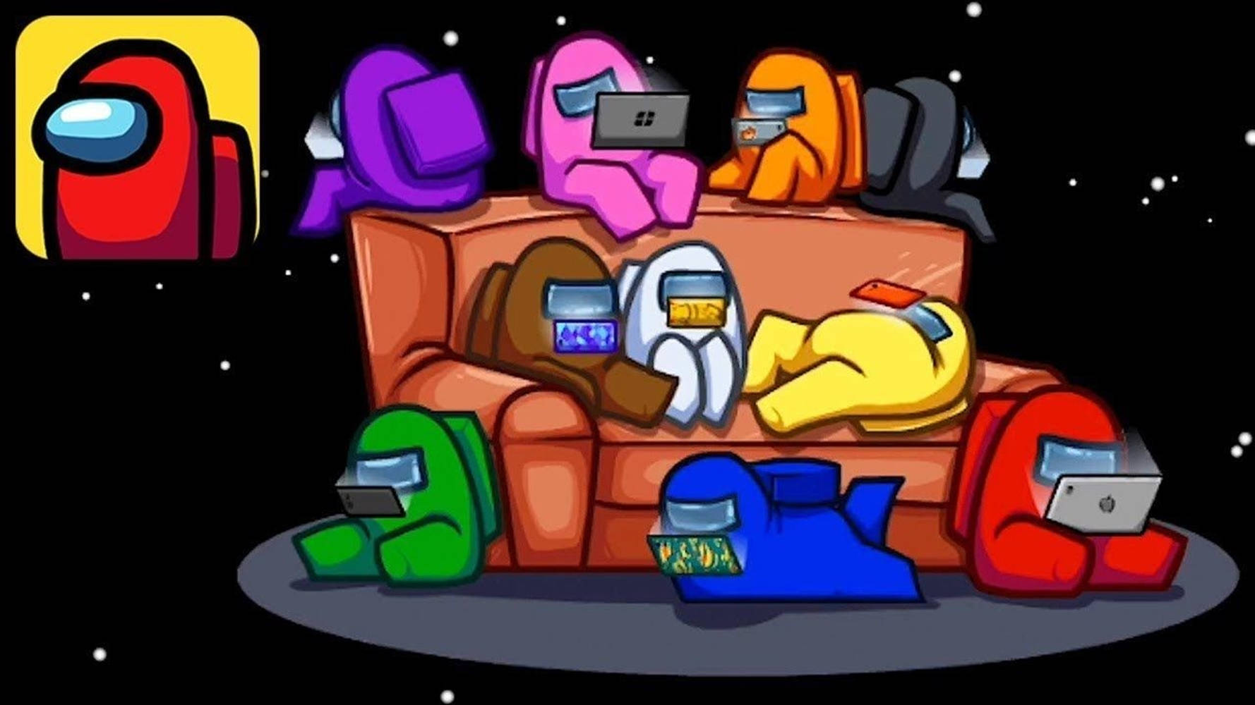 Among Us Aesthetic Crewmates On Couch Wallpaper
