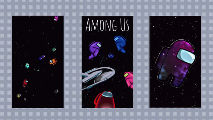 Among Us Galaxy Picture Collage Landscape Wallpaper