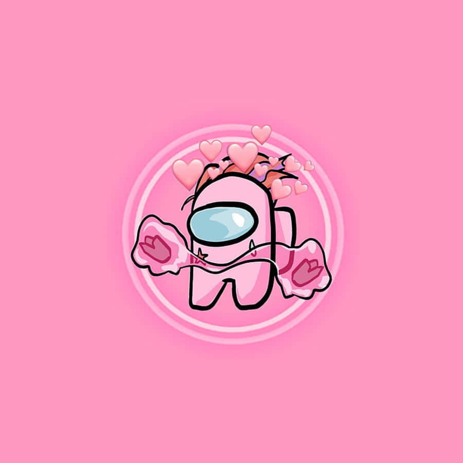 A Cute Pink Among Us Character Wallpaper